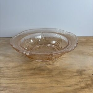 Vintage Pink Depression Glass Bowl - Royal Lace by Hazel Atlas 6.5 inch